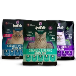 Areia Para Gatos Ultra Dry 4KG Grãos Esférico Finos/Médiso/Grossos Ipetballs