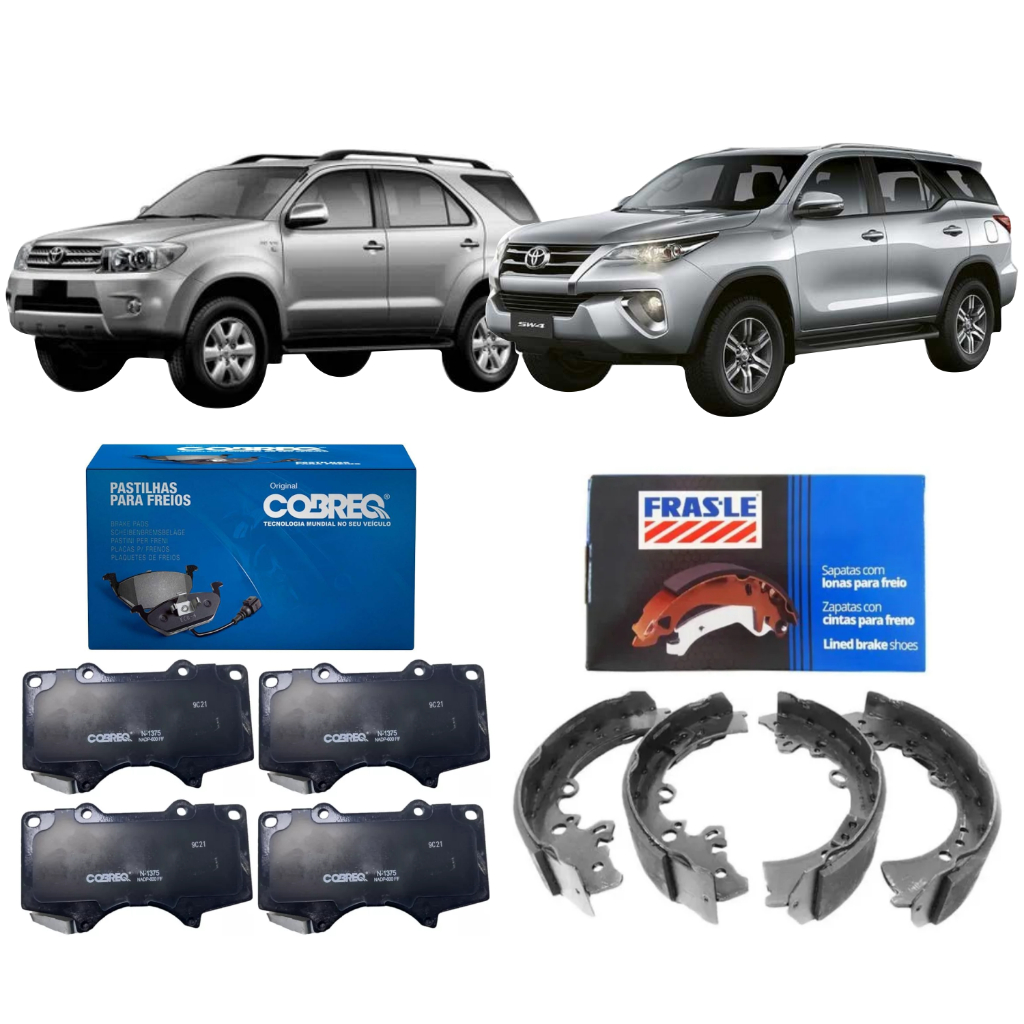 KIT PASTILHA DE FREIO COBREQ + SAPATA DE FREIO FRASLE HILUX SW4 2005 A 2018