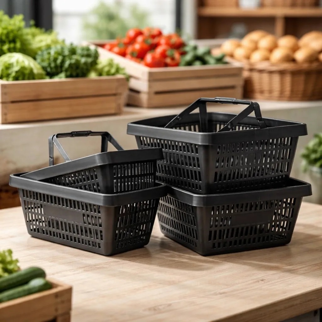 Kit 5 uni Caixa Plástica Vazada Retangular Alças Mercado Hortifruti