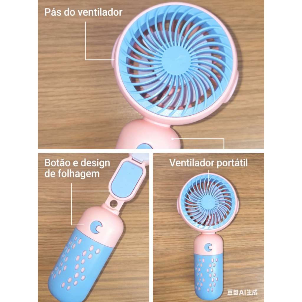 Ventilador Portátil Mini De Mão Mesa Recarregavel Usb