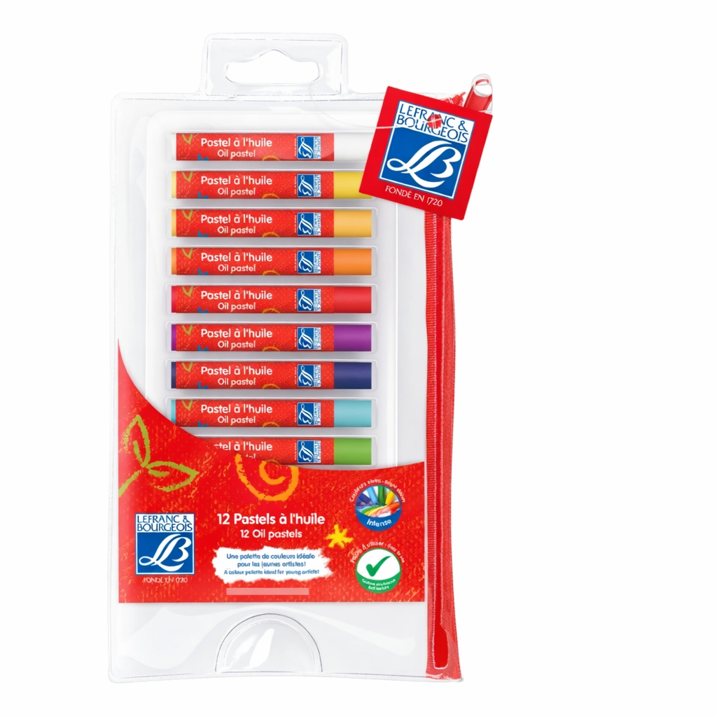 Giz Pastel Oleoso Lefranc Estojo com 12 Cores para Desenho Arte Escolar Profissional 807994
