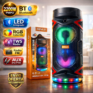 Caixa De Som Bluetooth Portátil Potente Falantes 2x 6,5" 200W FM LED RGB Festa Viagem Praia Piscina em Oferta na Shopee