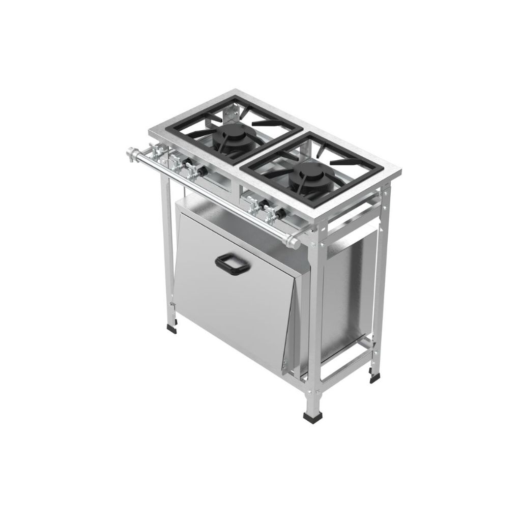 Fogão Industrial 2 Bocas com Forno Inox Baixa Pressão A Gás Fast Gourmet