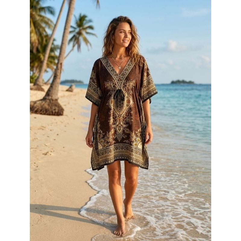 bata kaftan média indiana plus size saída de praia