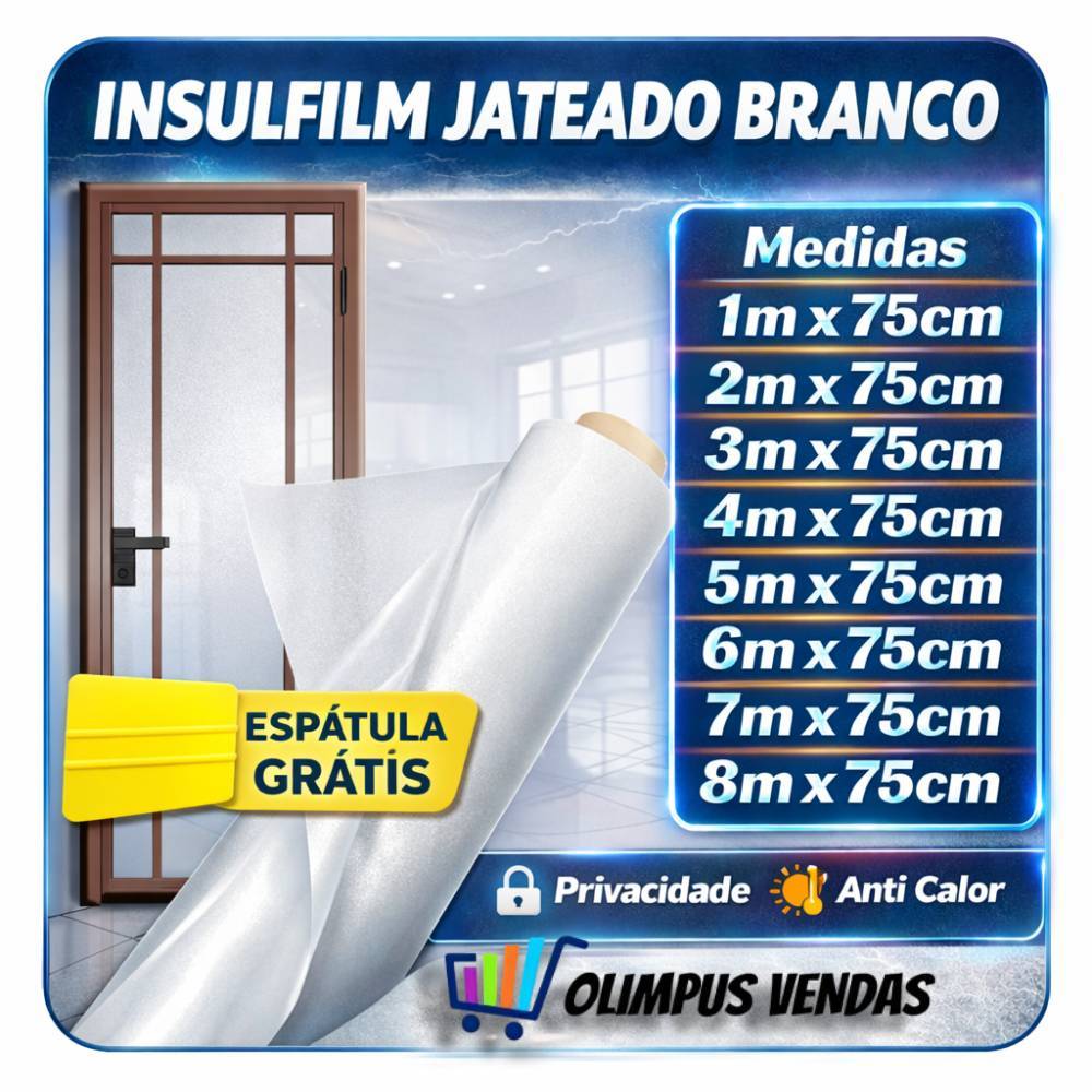 Insulfilm Jateado Branco Para Vidro Janela Porta Box Banheiro Blindex Privacidade
