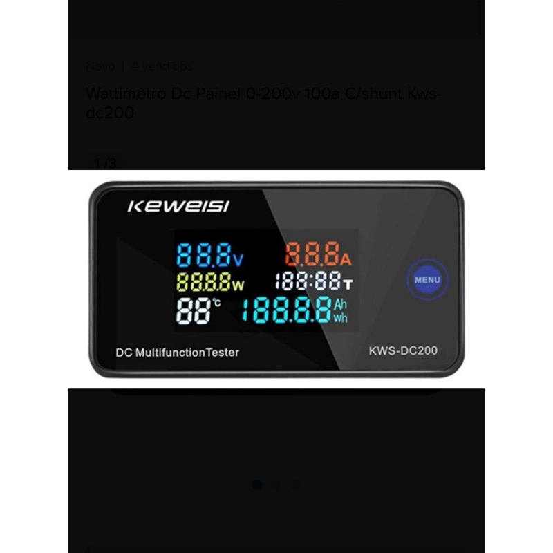 Amperímetro Wattímetro Digital Bifásico 100A Keweisi KWS-AC300
