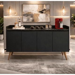 Aparador Buffet Sala 4 Portas Luxo Prime - Várias Cores - MJM Casa dos Móveis em Oferta na Shopee