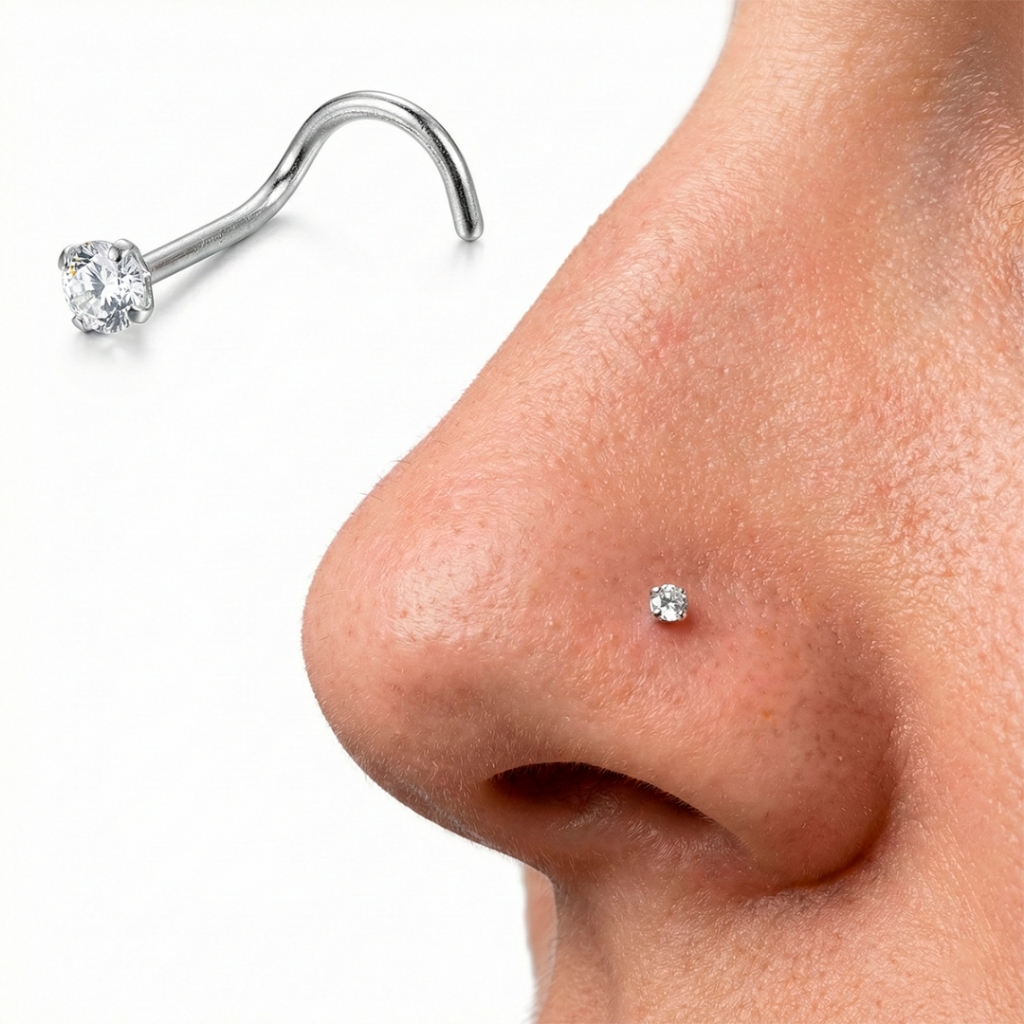 Piercing Nariz Nostril ponto de luz Prata 925 legítimo em Oferta na Shopee