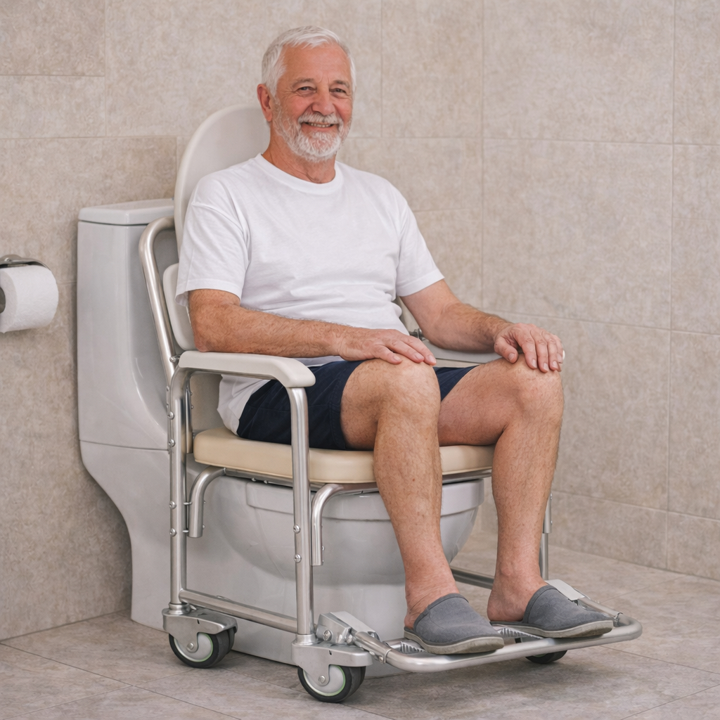 Cadeira de Banho com Rodas S40 Supermedy Alumínio Assento Macio até 100kg