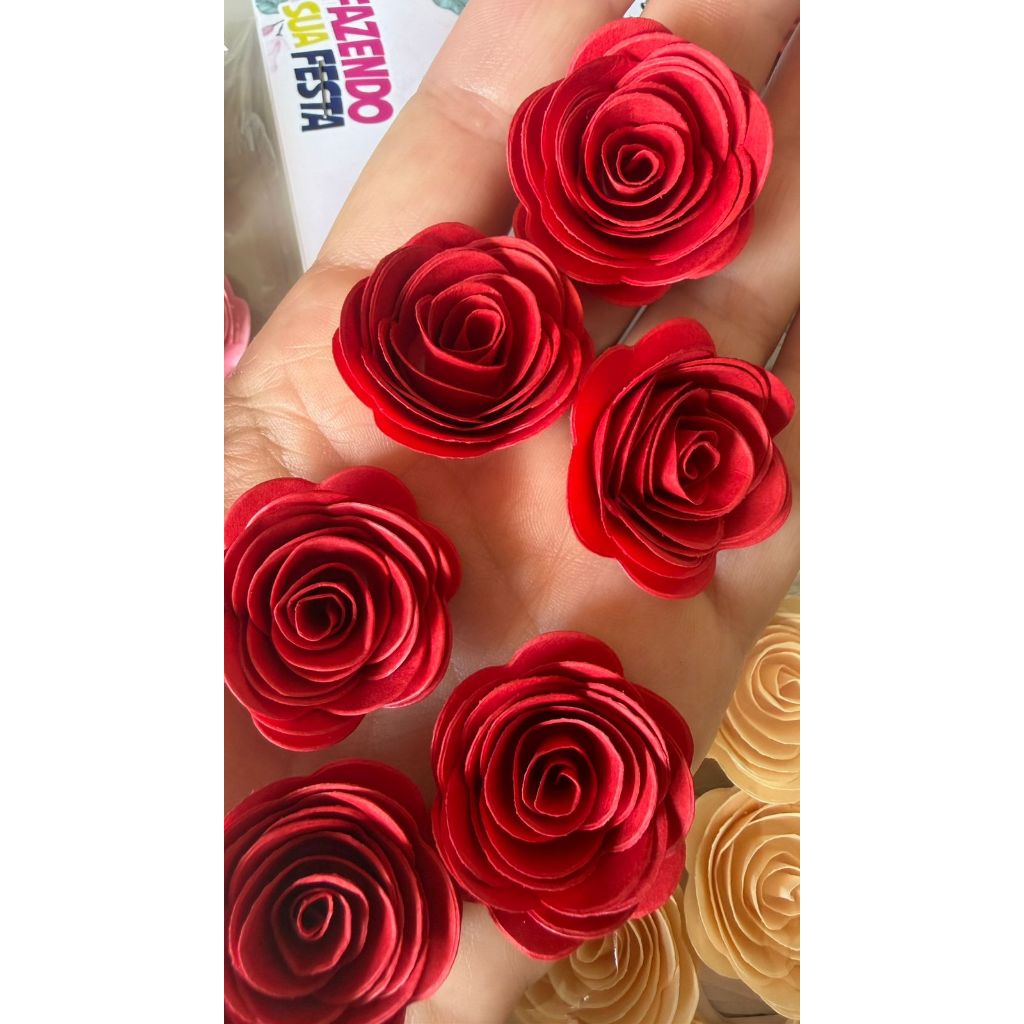 KIT FLOR MINI PARA TOPO DE BOLO ROSA MINI DECORAÇAO DE BOLO  FOLHA DOURAD PRONTA ENTREGA PODE 2 COR em Oferta na Shopee