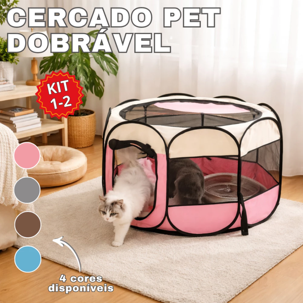 Casinha de Cachorro Cercado Pet Dobrável Portátil Grande 8 Painéis Resistente