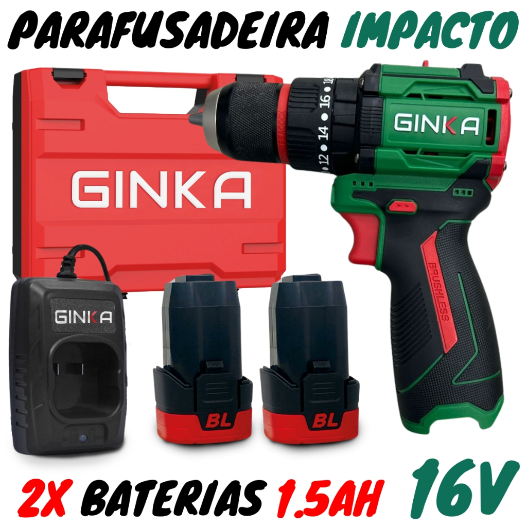 Parafusadeira De Impacto 16v Brushless 3/8" (GK1610) 45Nm - Ginka