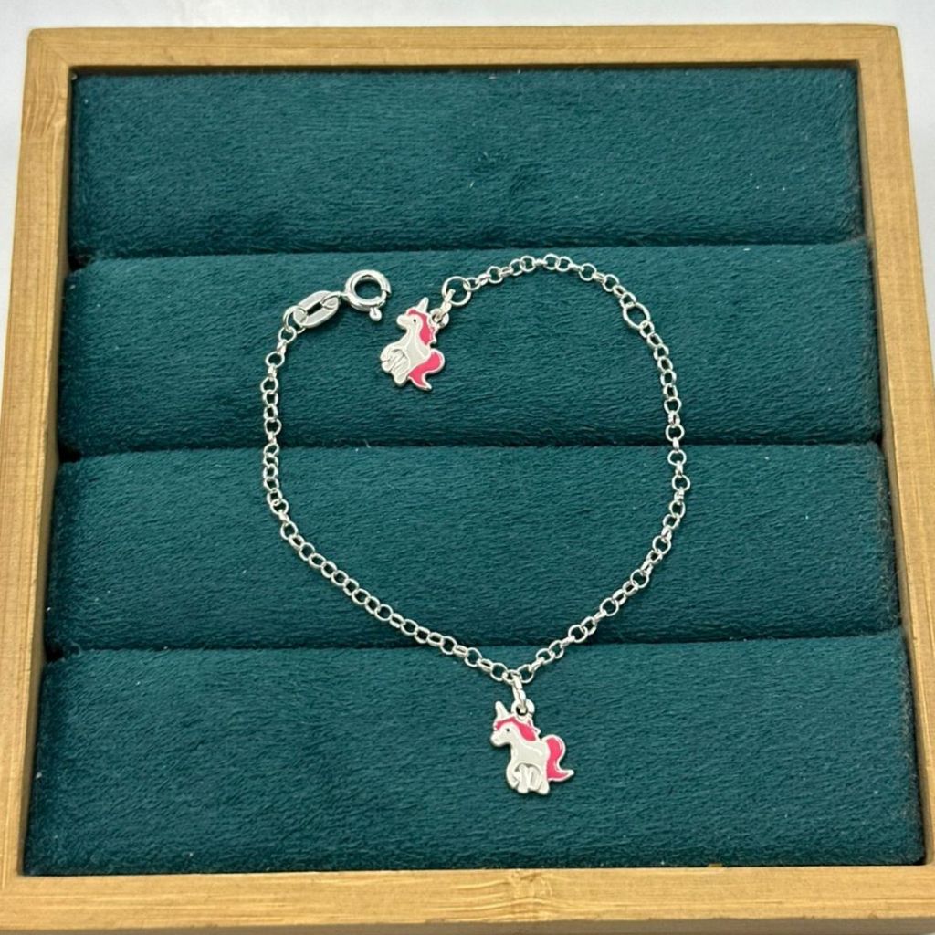 Pulseira infantil unicórnio prata 925