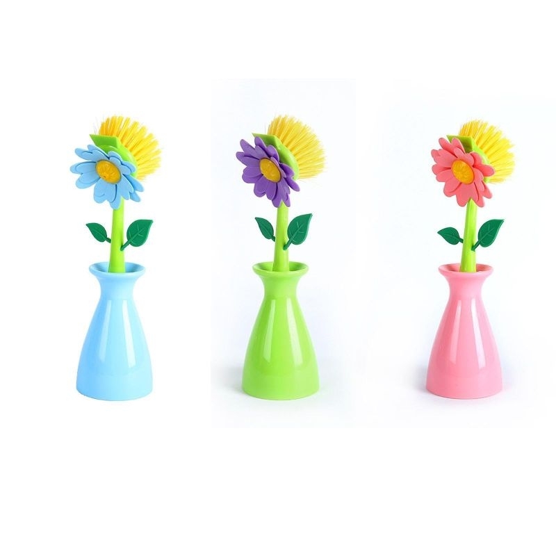 Kit 3 escova De Limpeza Flor Multiuso Pia Cozinha Banheiro Meiga Limpeza