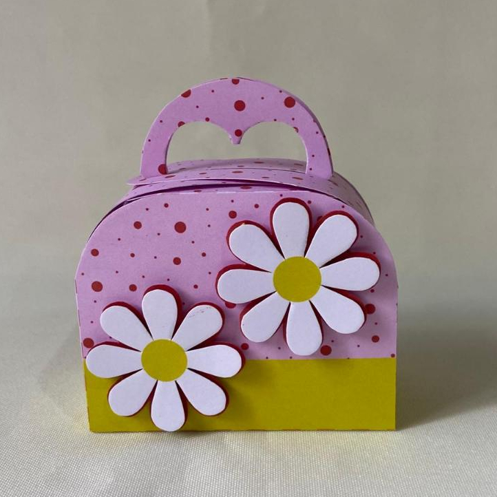 Caixa Malinha personalizada no tema Margaridas rosa com 10/20/30 unidades - caixinha personalizada – lembrancinhas
