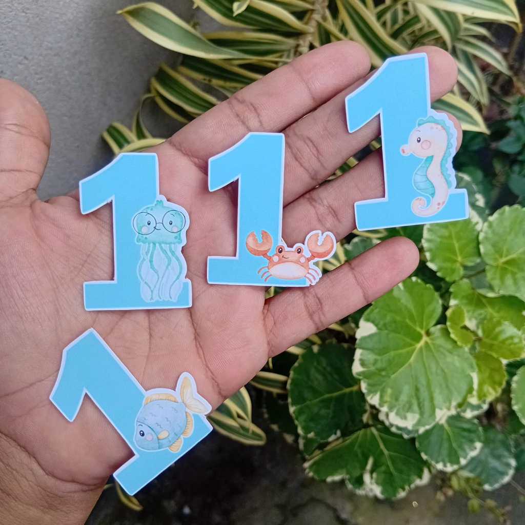 Aplique Número 1 Fundo do Mar 6cm – Decoração Festa Infantil | Lembrancinha Personalizada