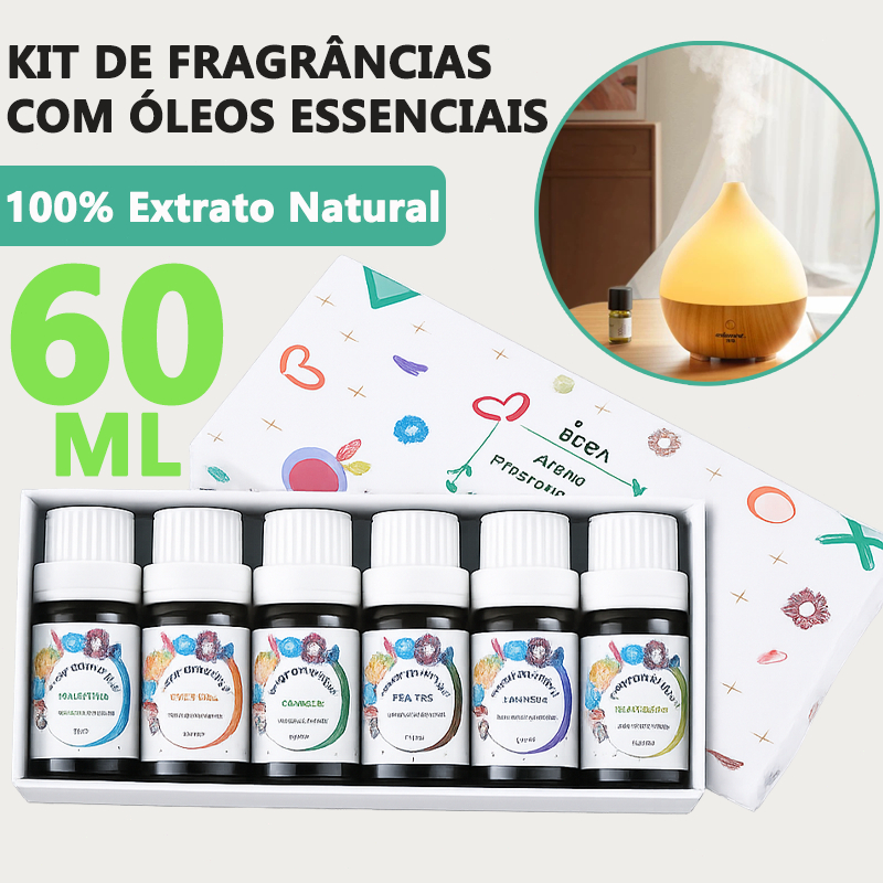 Kit Óleo Essencial Premium 6 Fragrâncias 10ml