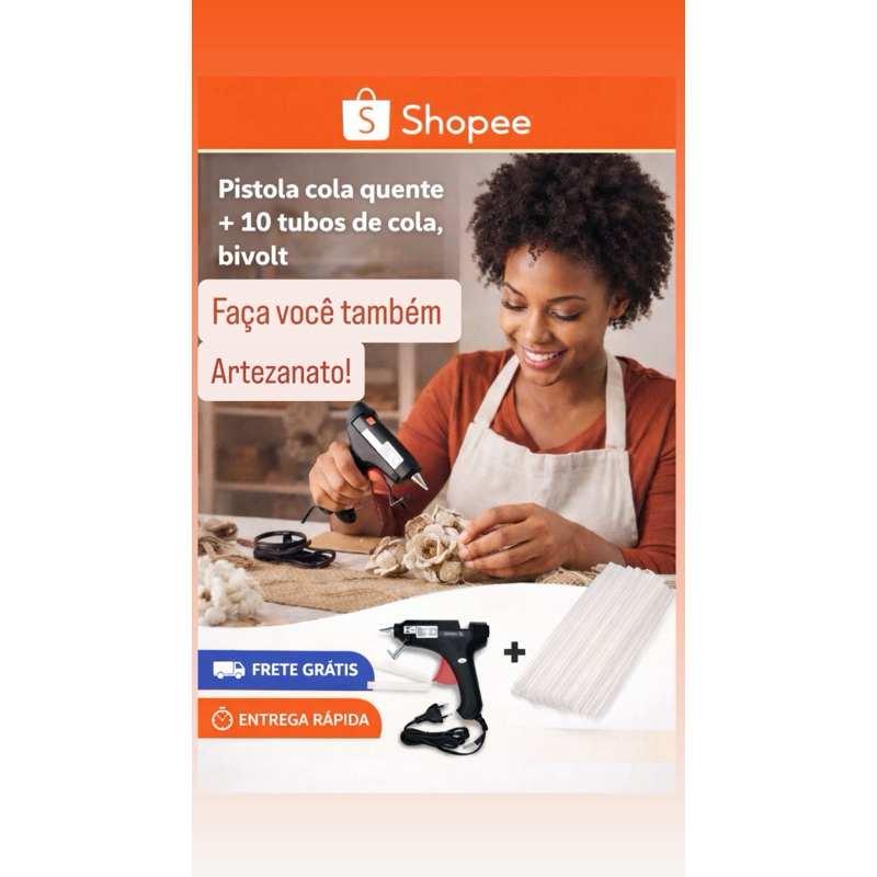 Pistola De Cola Quente Bivolt 20W, Mais 7 ou 10 Bastões de cola quente em Oferta na Shopee