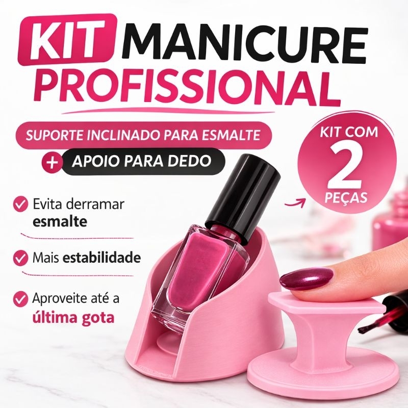 Kit Manicure Profissional Suporte Inclinado Para Esmalte + Apoio De Dedo Universal Para Esmaltação