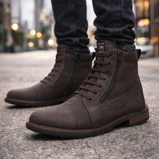 Bota Masculina Casual Nobuck Bota Trabalho Confortável Resistente Botina Masculina Social Café Preta