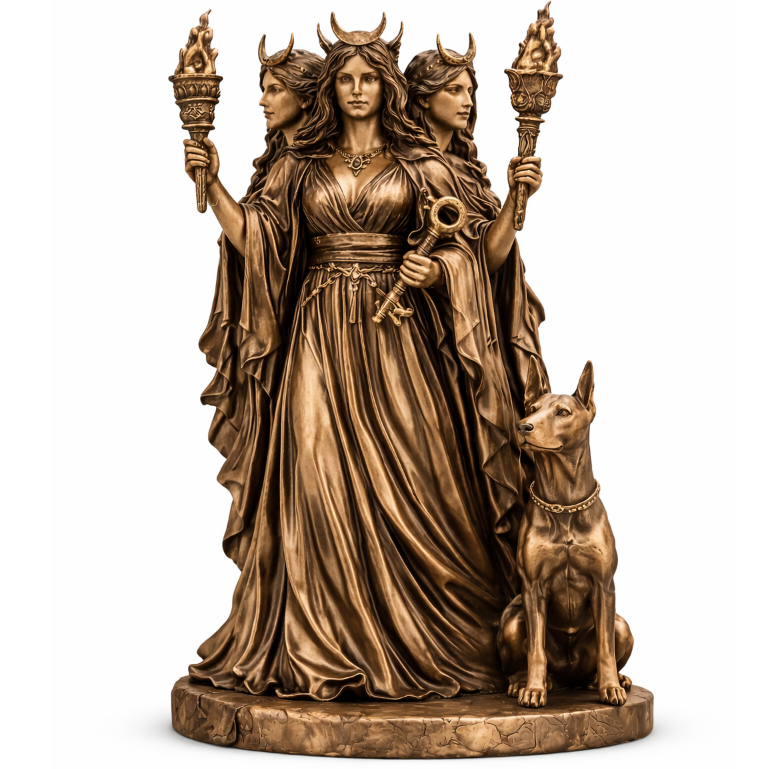 Estátua Hécate Deusa Tríplice 13cm Mitologia Grega Escultura Decorativa Estilo Bronze