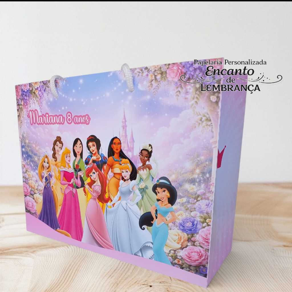 SACOLA PRINCESAS DA DISNEY - SACOLINHA PERSONALIZADA PRINCESAS DA DISNEY  - SACOLA SUPRESA - LEMBRANCINHA FESTA INFANTIL
