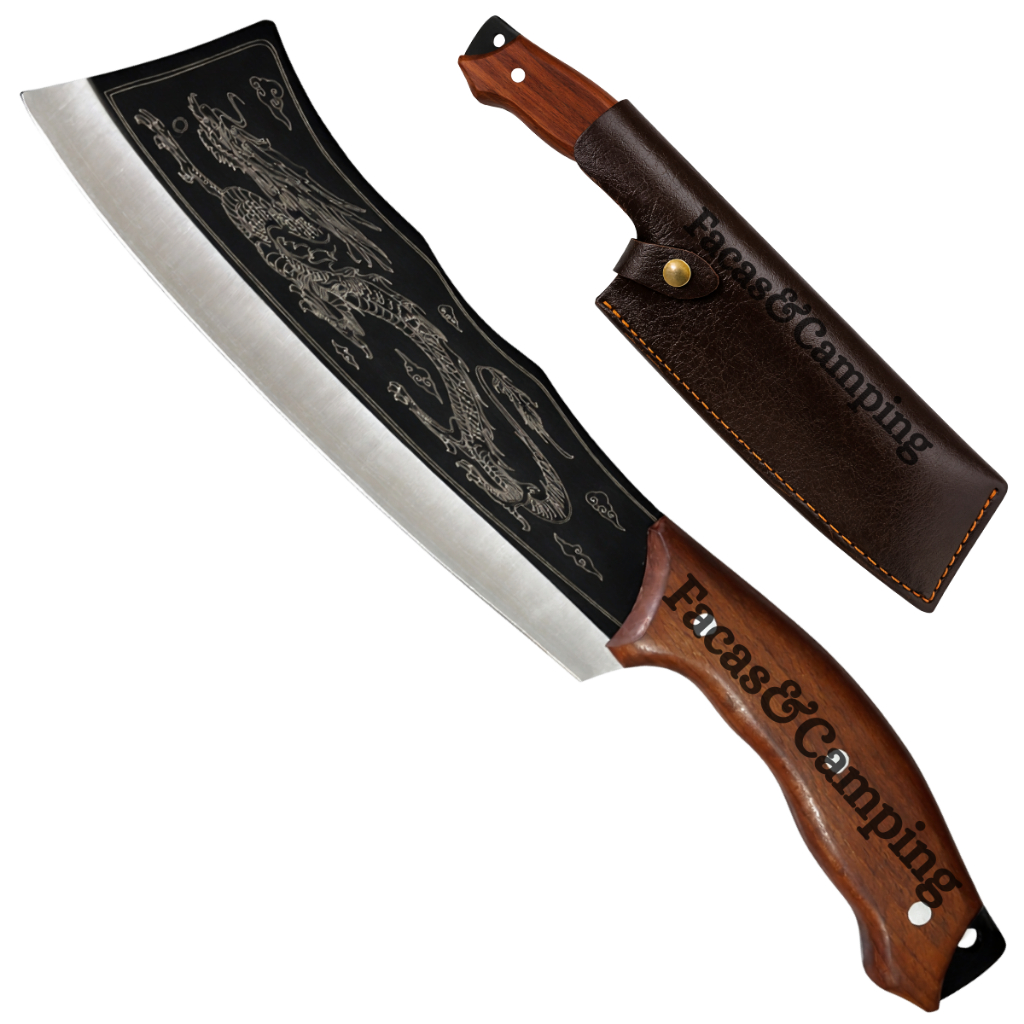 Cutelo Churrasco Cozinha Desossa Rústico Aço Madeira Com Bainha em Oferta na Shopee