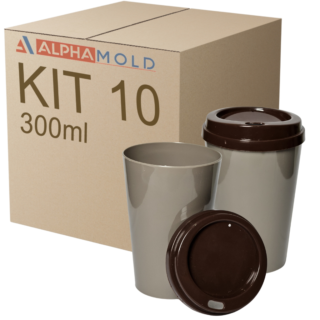 10 Copos 300ml Tampa Marrom Decoração Festa Evento Show Comemoração datas especiais brinde Páscoa copo com lavável