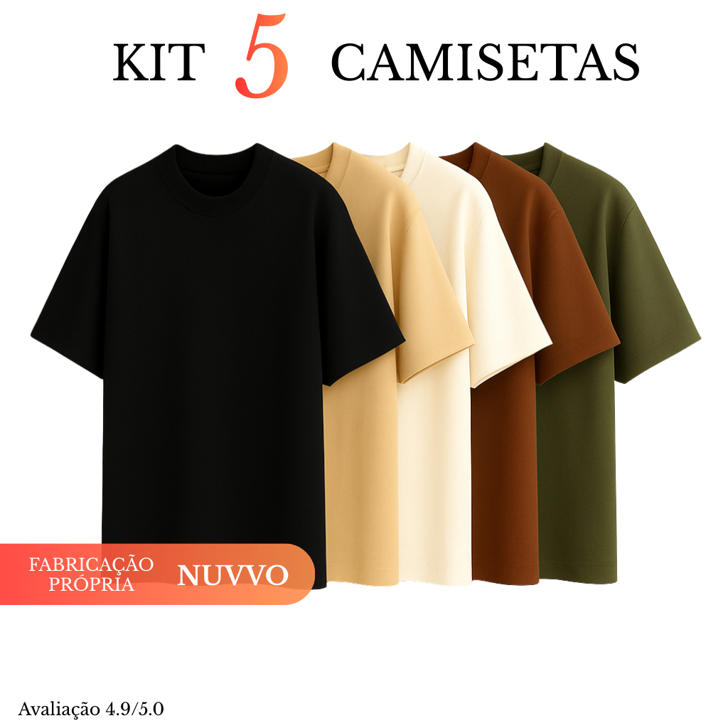 Kit 5 Camisetas Masculinas Premium Peruana | Conforto & Estilo