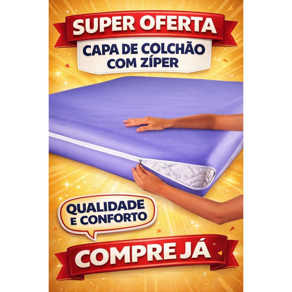 Capa de colchão casal/solteiro padrão com zíper em microfibra em Oferta na Shopee