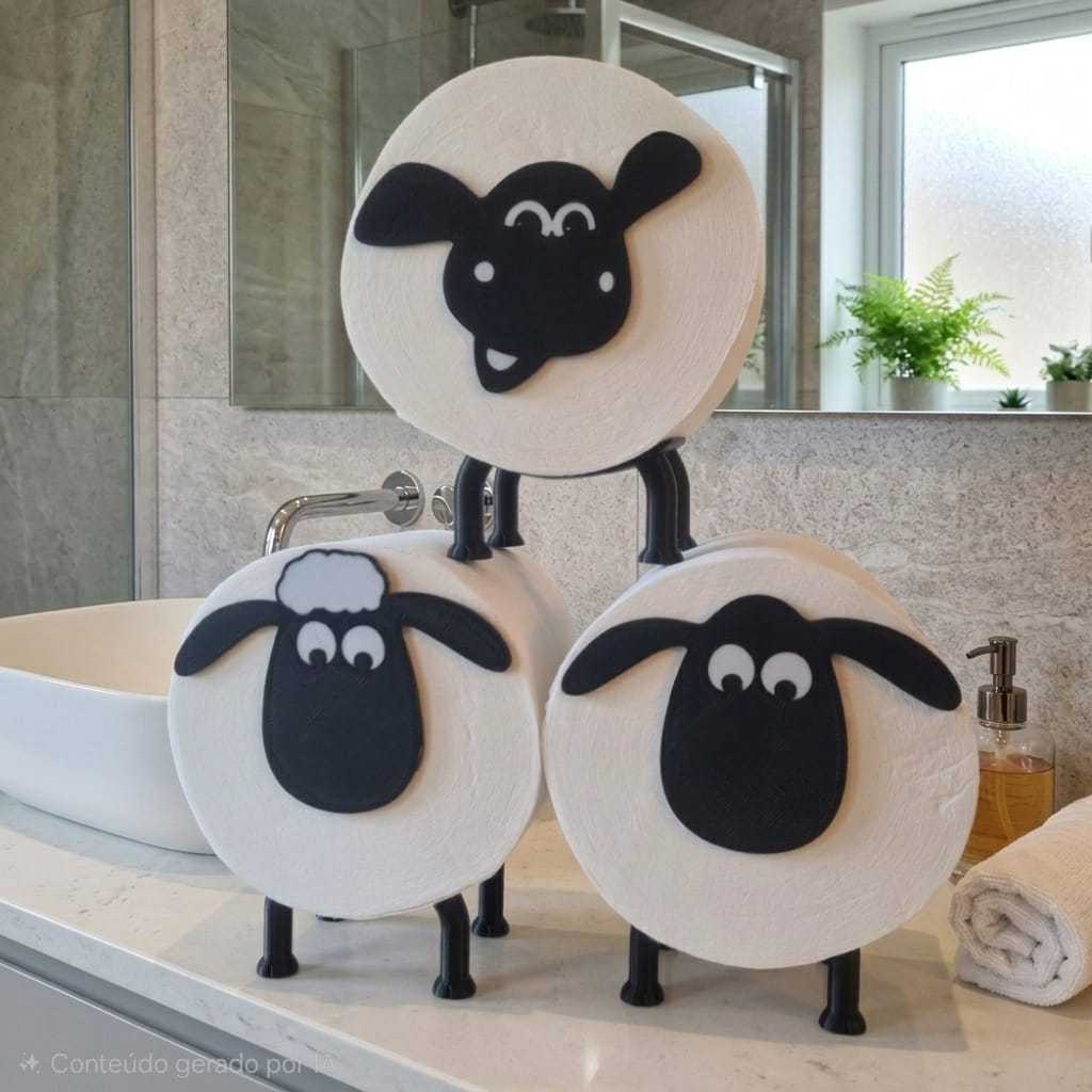 Kit c/3  Suporte Para Papel Higiênico Shaun Carneiro