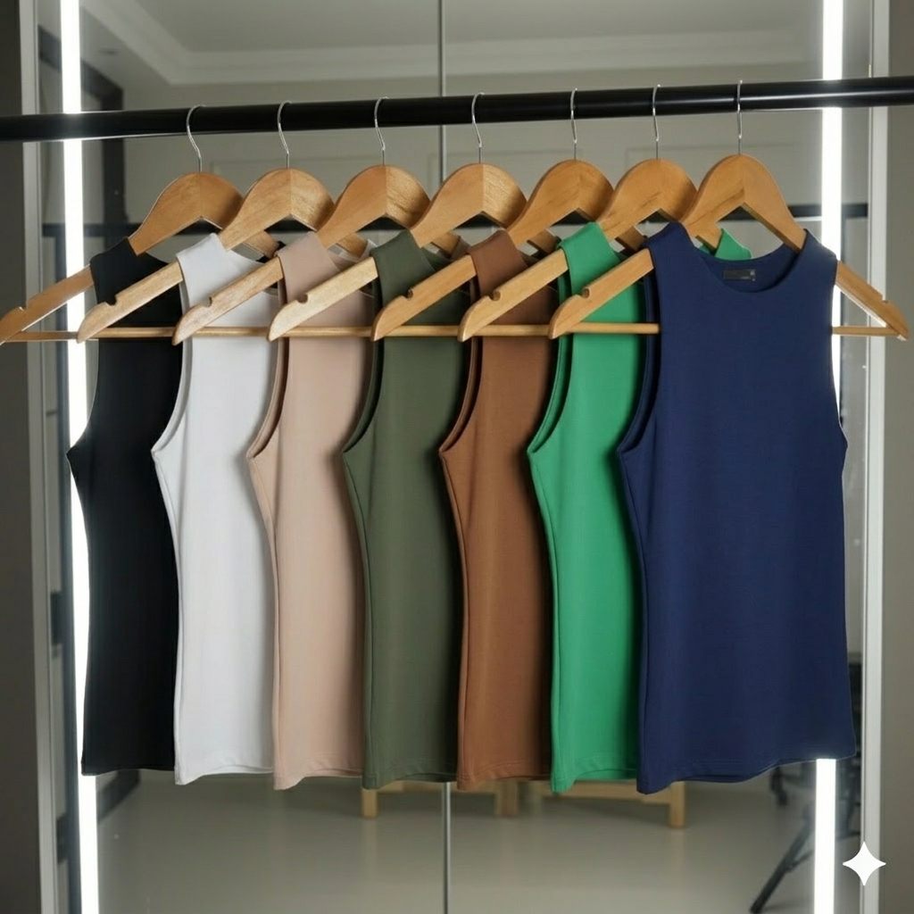Regatas Blusinhas Suplex Forro Duplo Feminina Básica Elegante Moda Blogueira