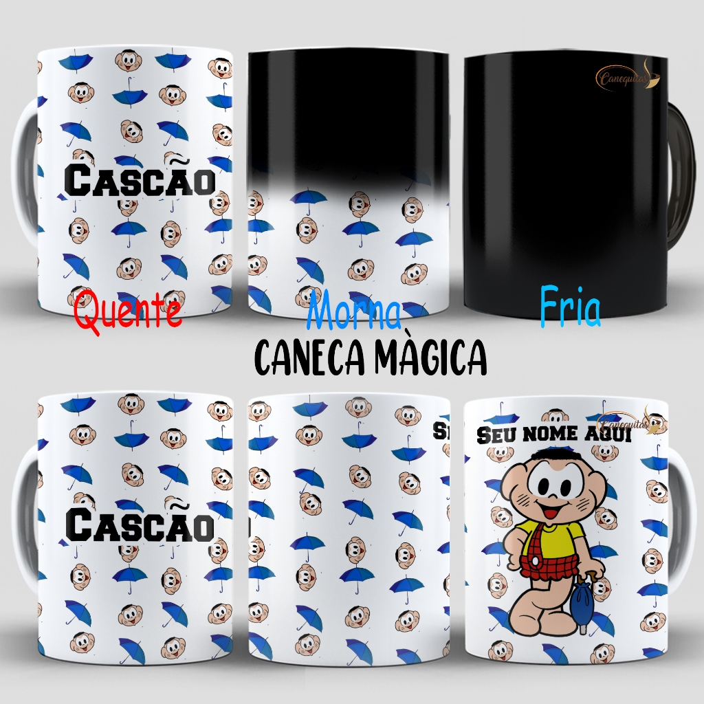 Caneca Magica do cascão turma da mônica personalizada mágica natal presente fofa