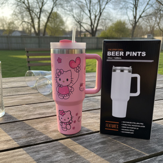 Copo Garrafa Térmico Hello--Kitt--Premium com Alça e Canudo 1200ml em Oferta na Shopee