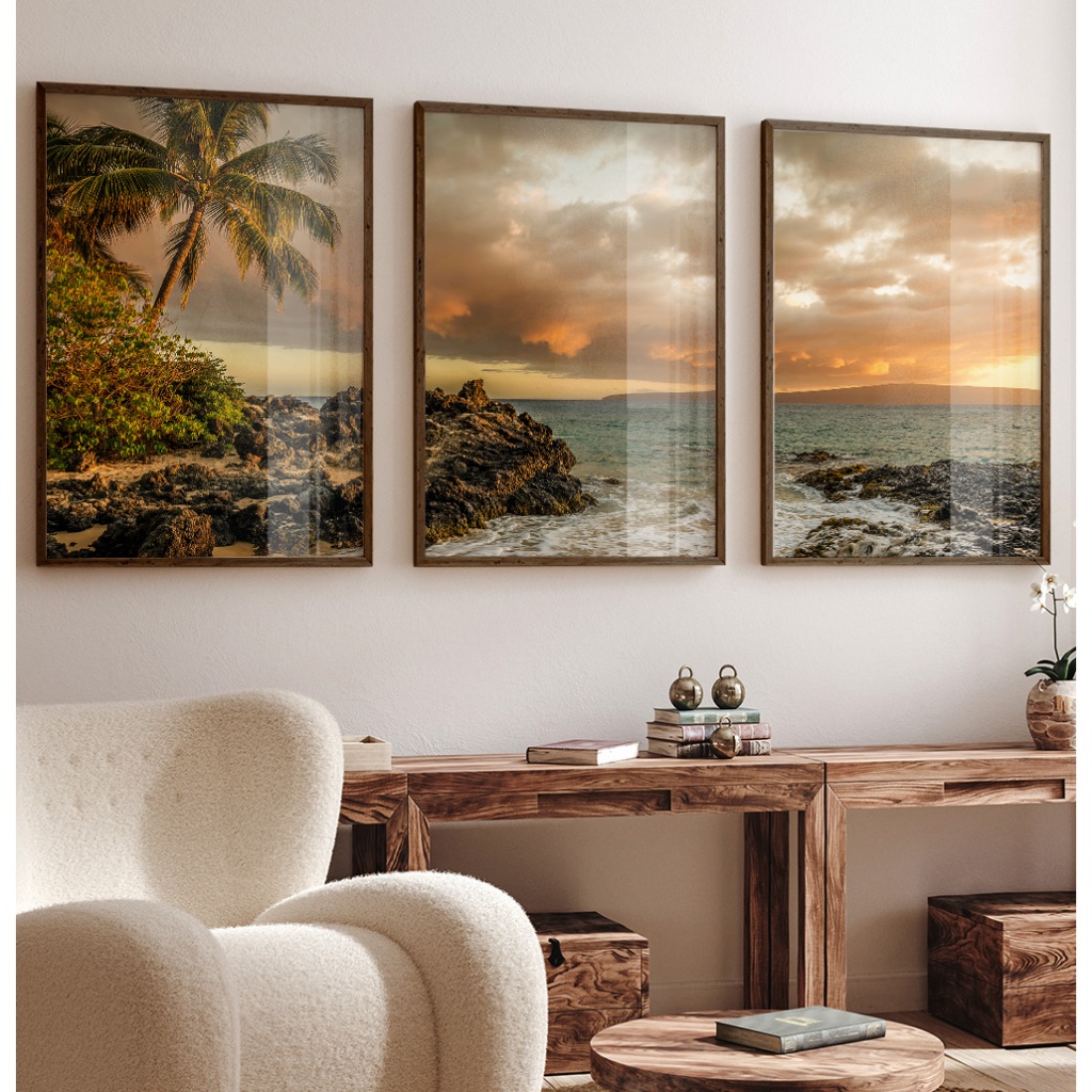 Quadro Praia Quadro Com Moldura E Vidro Quadro Decorativo Sala Grande Quadro para Quarto Casal Trio