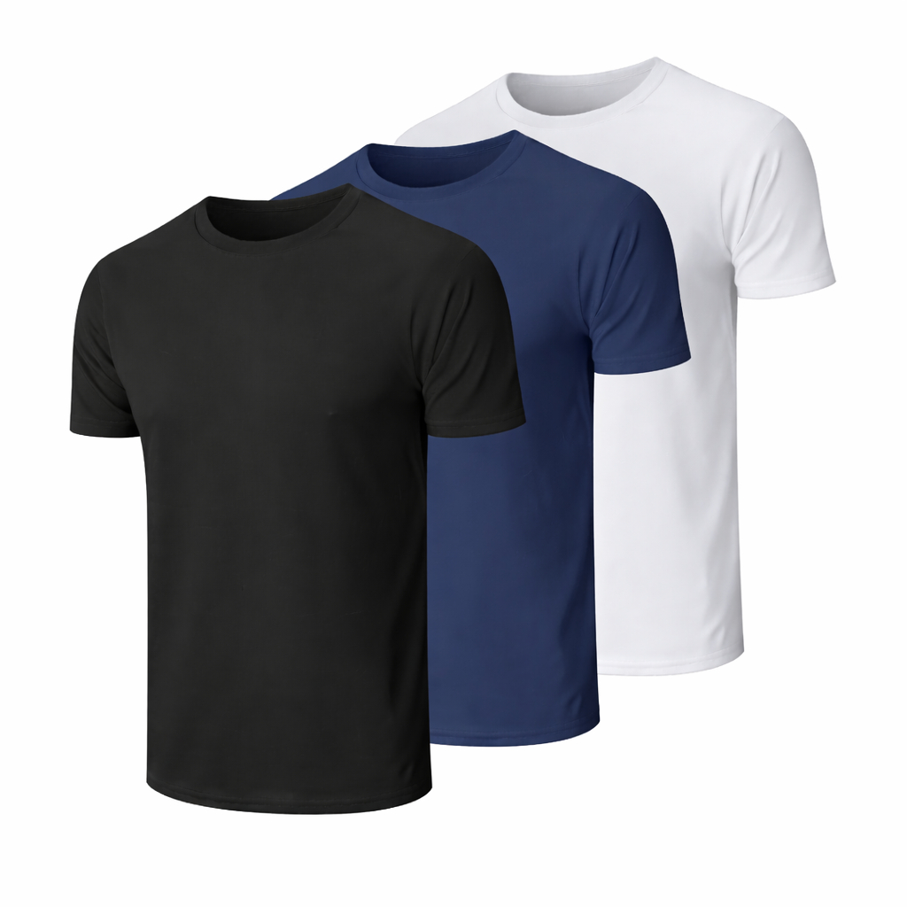 Kit com 3 Camisetas Masculinas Slim Fitness Básica Manga Curta Várias Cores