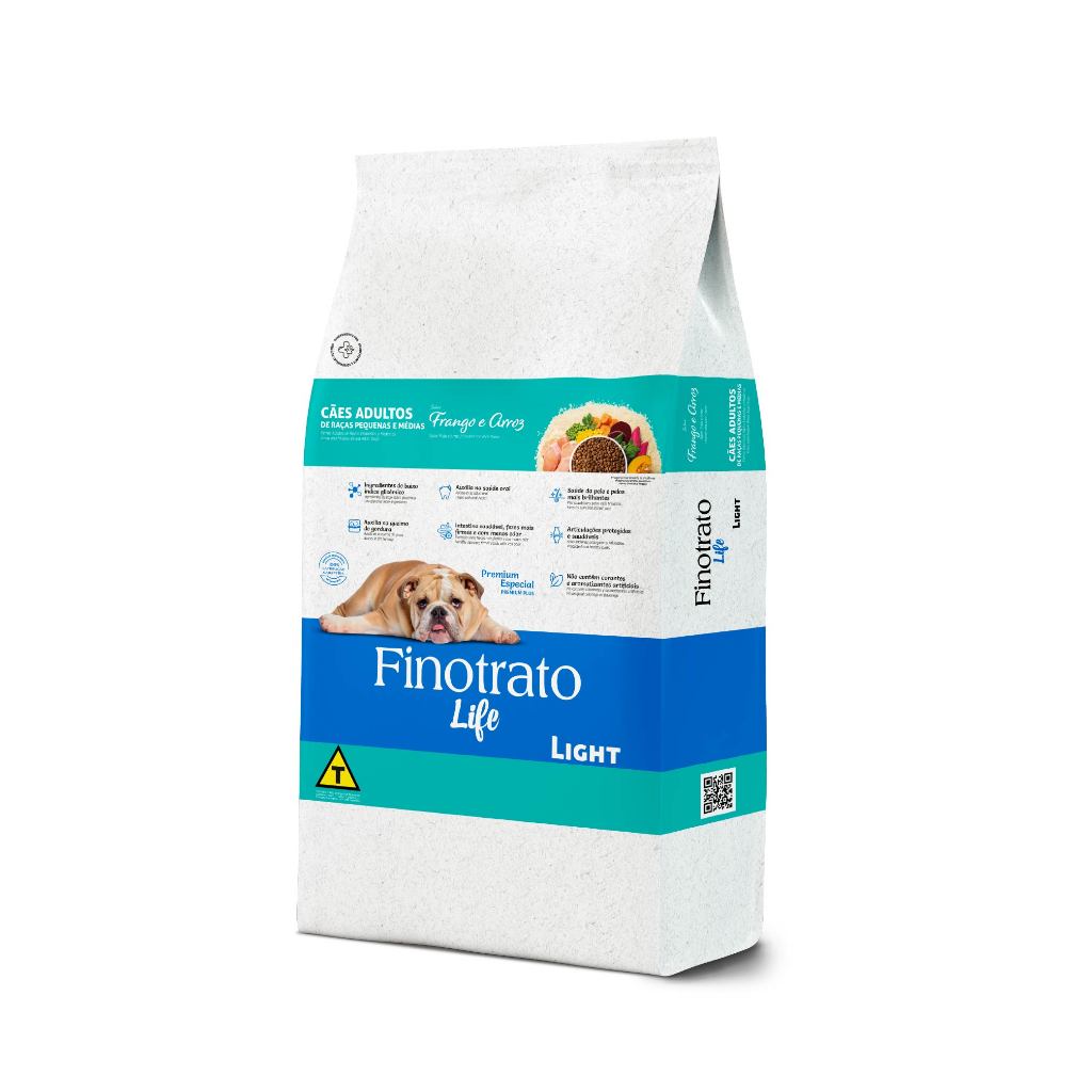 Ração Finotrato Life Light Premium Especial Cães Adultos Raças Pequenas e Médias Sabor Frango e Cereais 10,1kg