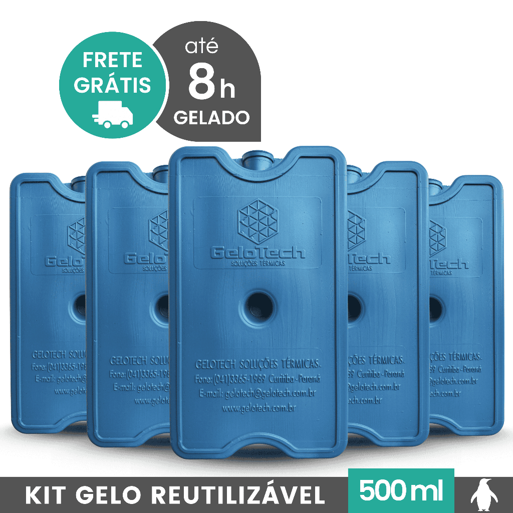 Gelo Reutilizável 500ml Até 8h Gelado Não Molha | GeloTech Rígido Gel Artificial Atóxico em Oferta na Shopee