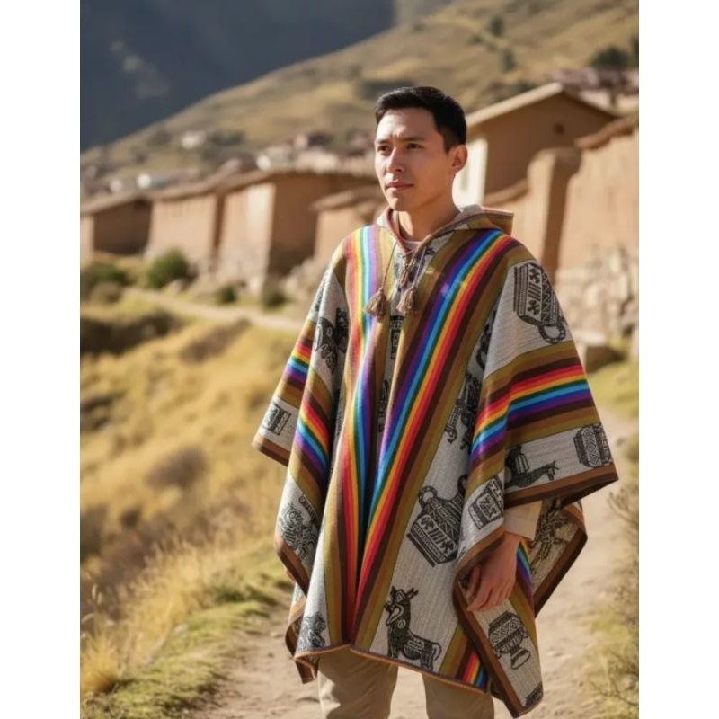 Poncho Peruano Unissex Boho Hippie