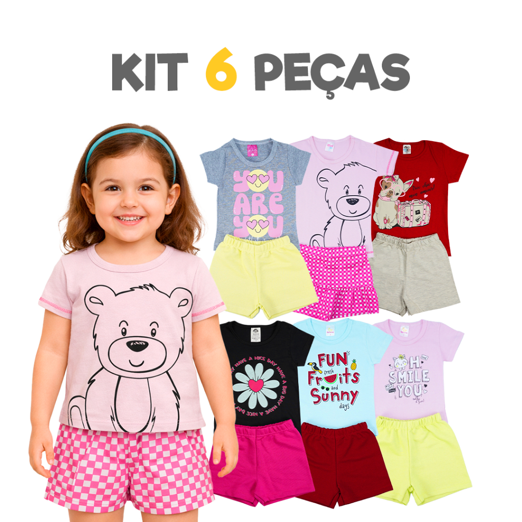 Kit 6 Peças Infantil Menina Super Conforto Algodão Mais Vendido