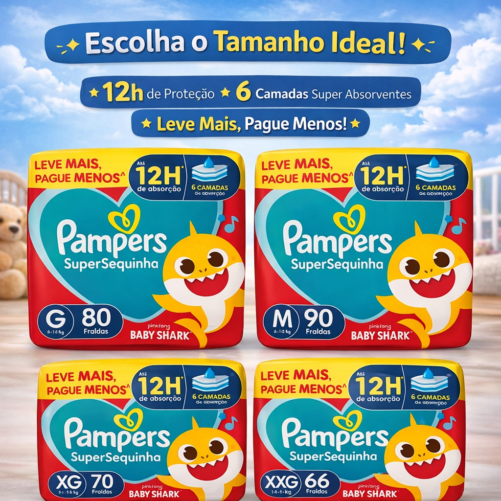 PAMPERS - Fralda Supersec (ESCOLHA O TAMANHO) em Oferta na Shopee