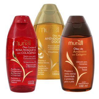 Óleo Corporal Muriel 100ml Rosa Mosqueta C/ Colageno, Amêndoa Doce e Amêndoa C/ Colágeno