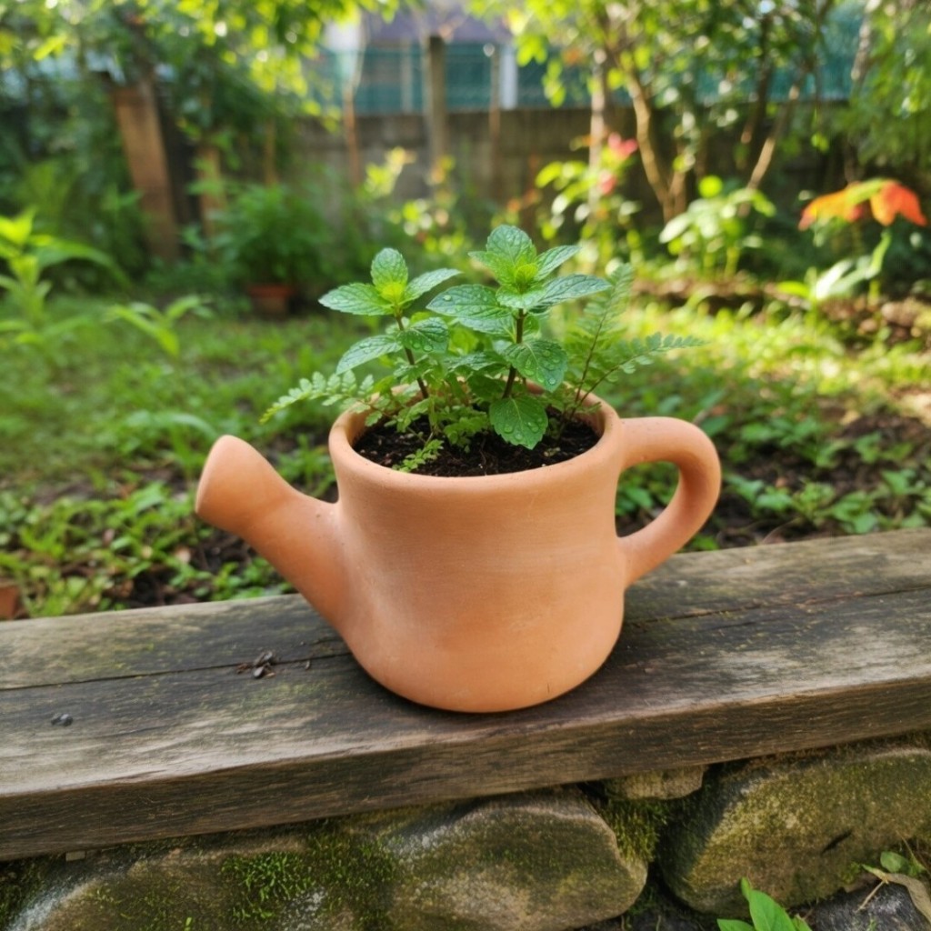 Mini Vaso Regador em Cerâmica de Barro Vermelho Rústica e Elegante para sua Decoração de jardins