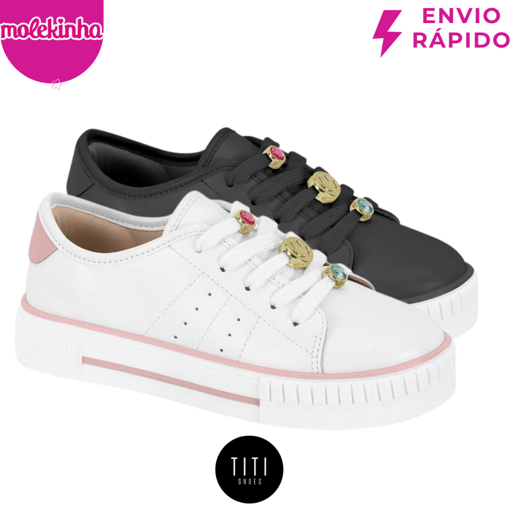 Tênis Molekinha Original Infantil Menina Casual com Pingentes