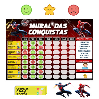 Mural de Incentivo e Rotina Diária para Crianças Infantil – "Spider-Man" (22x30cm) em Oferta na Shopee