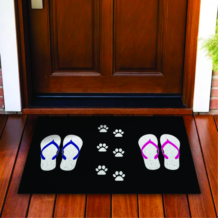 Tapete De Porta Divertido Capacho 60x40 Chinelos Casal - CA 001601 em Oferta na Shopee