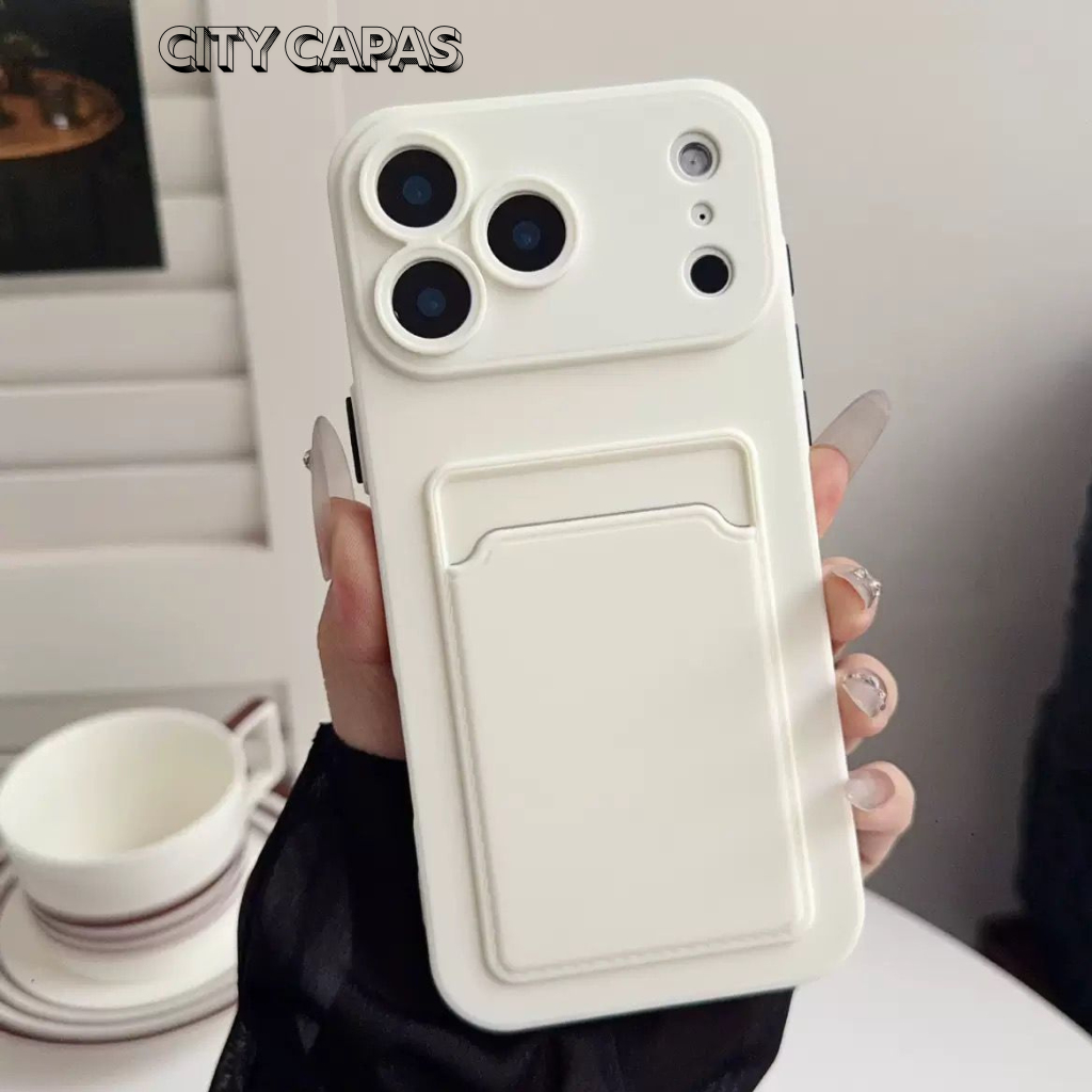 City Capas - Capinha iPhone 17 17PRO 17PROMAX 17AIR com Porta Cartão Minimalista Premium Estilosa
