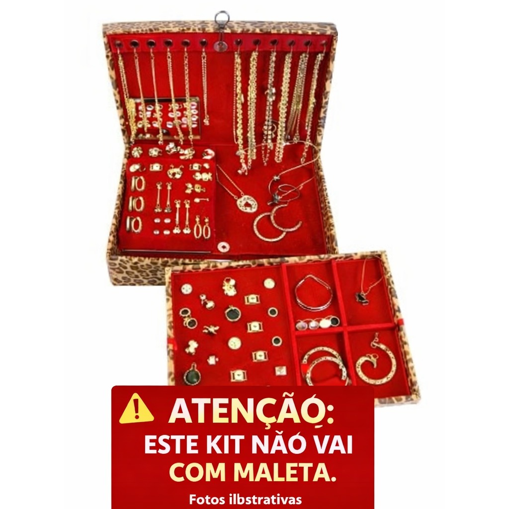 KIT 20 SEMIJOIAS FOLHEADOS OURO E FOLHEADOS PRATA Brincos Feminino Colar Pulseira Bracelete Para Revender