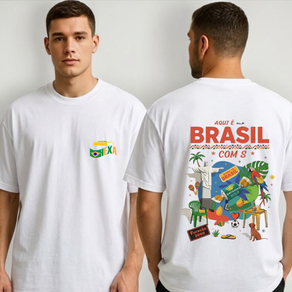 Camisa Loading Hexa Brasil Copa Time Futebol 2026 - Branca P ao G - 100% Algodão