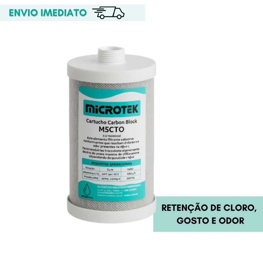 Refil Filtro Carbon Block 5 Polegadas com Rosca Peça de Reposição Para Purificador e Bebedouro